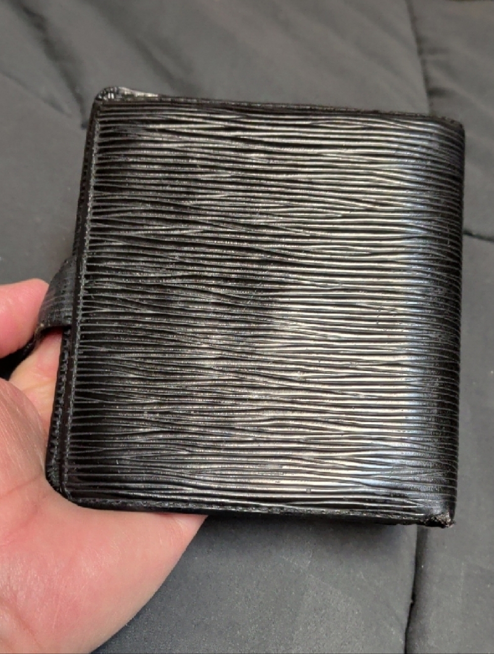 Men's Textured Leather Snap Wallet - Black - Picture 5 of 10